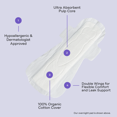 Organic Cotton Cover Overnight Pads with Wings - Honey Pot Company